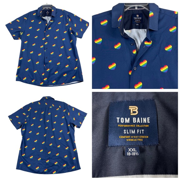 Men's Tom Baine Comfort 4-Way Stretch Wrinkle Free Slim Fit Short Sleeve XXL - Picture 2 of 8